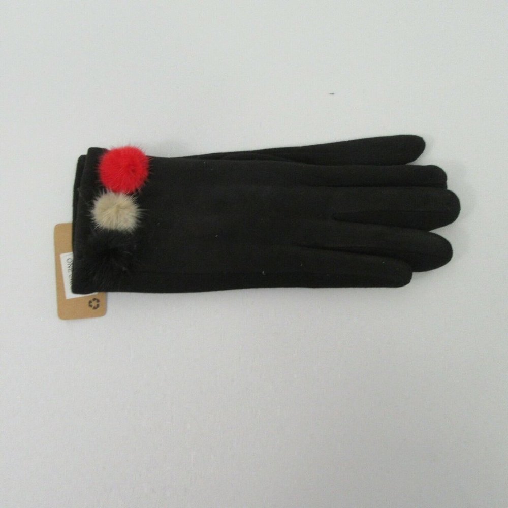 Odiva Gloves Black Faux Suede One Size